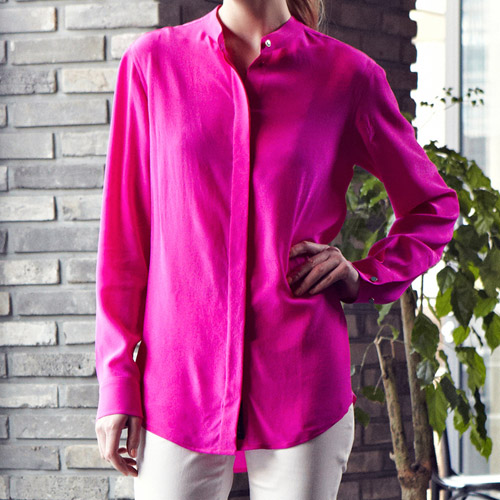 STAND COLLAR BLOUSE PINK