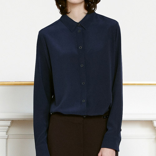 SOLID WASHING BLOUSE - NAVY