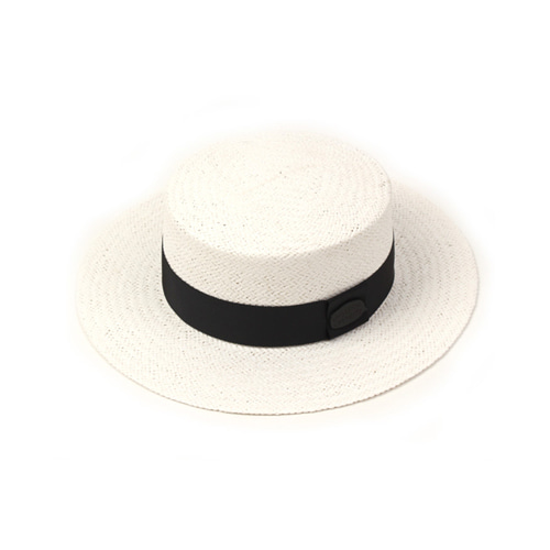 [유니버셜케미스트리] Black Metal White Flat Panama Hat 