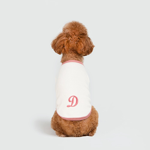 [두비독] 강아지 피치기모 자수티셔츠 핑크