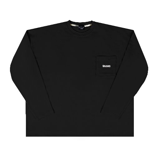 [나이쇼] Simple pocket logo T-shirt (Black)