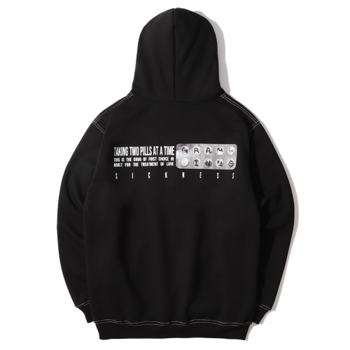 [그래미누스] PILLPACK stitch hoodie / Black