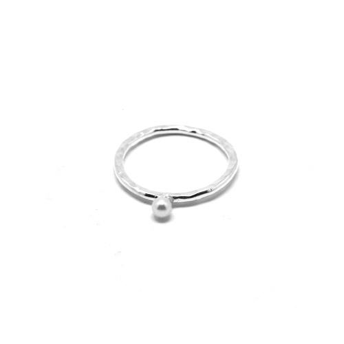[마나르 주얼리] Simplepearl Ring (진주셋팅 두드림반지)