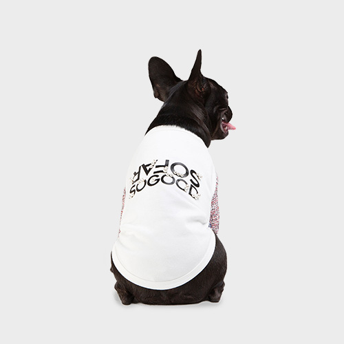 [두비독] 트위드 콤비 강아지 티셔츠 화이트