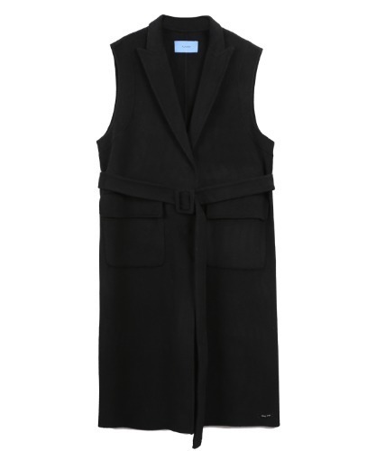 [엘샵] handmade long vest-black