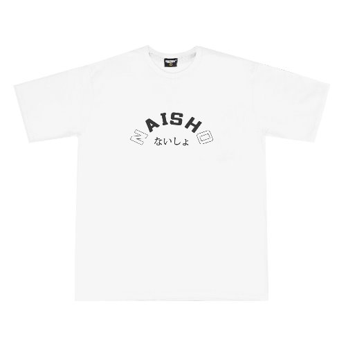[나이쇼] Elliptical black Name Logo white T-shirt