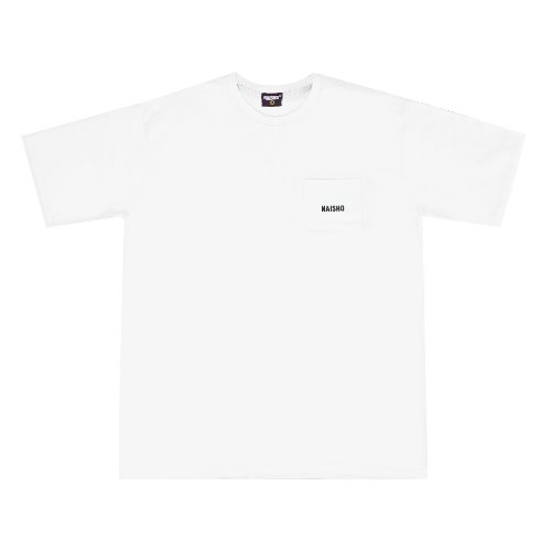 [나이쇼] Simple pocket logo 1/2 T-shirt (white)