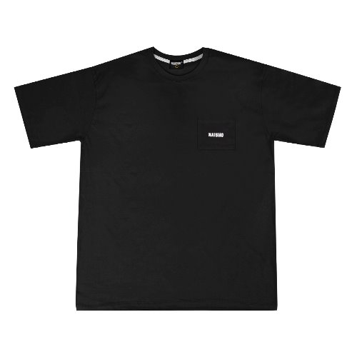 [나이쇼] Simple pocket logo 1/2 T-shirt (Black)