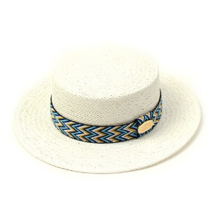 [유니버셜케미스트리] Blue Wave Line White Panama Hat
