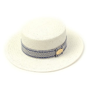 [유니버셜케미스트리] Blue Mono Line White Panama Hat