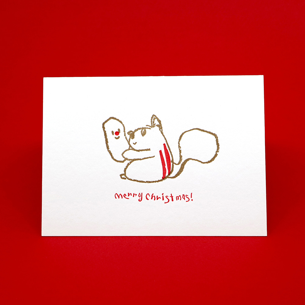 [스튜디오스몰스] 루돌프 다람쥐 크리스마스 레터프레스 카드