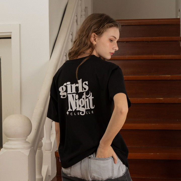 [클레클레] girls night logo tee (black)