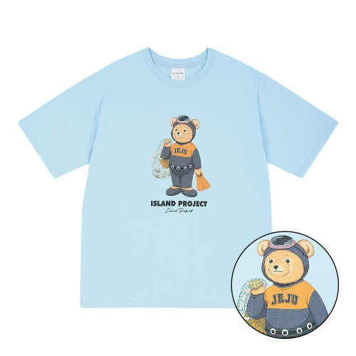 [아일랜드프로젝트] Diver Bear T-Shirt - Sky Blue