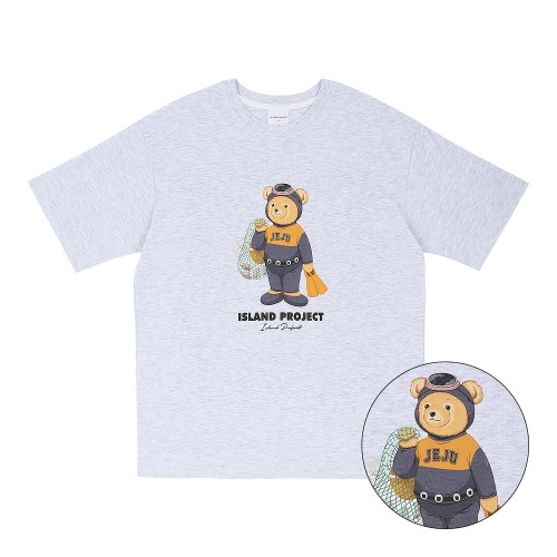 아일랜드프로젝트 JEJU Diver Bear T-Shirt - Ash