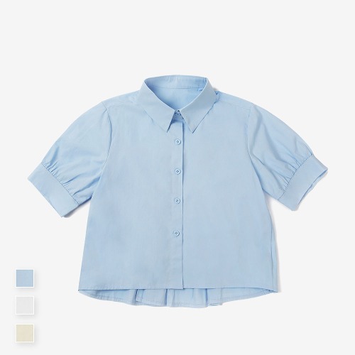 [에잇컨셉] 셔링 세미 크롭 셔츠(3color)